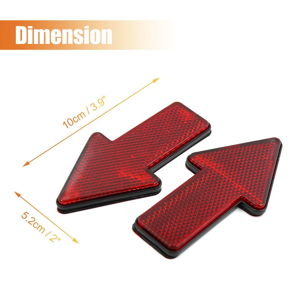 uxcell Plastic Arrow Shape Car Reflector Car Sticker Red Color 2pcs