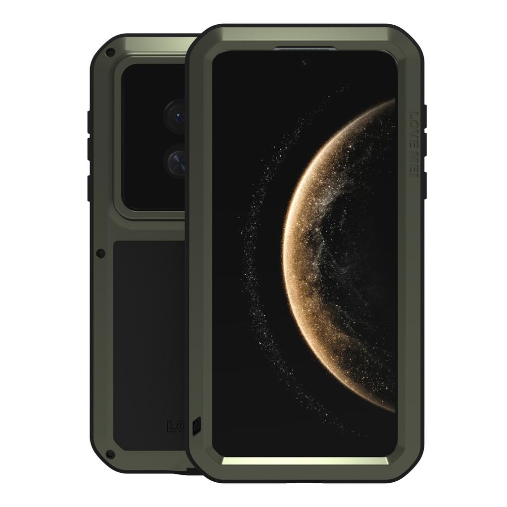 LOVE MEI Für Huawei Mate 70 Hülle Gehärtetes Glas Displayschutzfolie Metall+Silikon Handyhülle