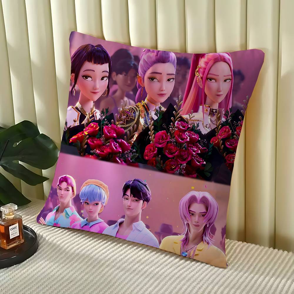 KPop Demon Hunters Office Cushion Pillowcase Car Cushion Cover45X45CM Lumbar Pillowcase Sofa Pillowcover