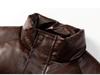 2025 Men's American Style Crocodile Pattern PU Leather Winter Jacket - Thick, Loose, Plus Size Cotton Coat