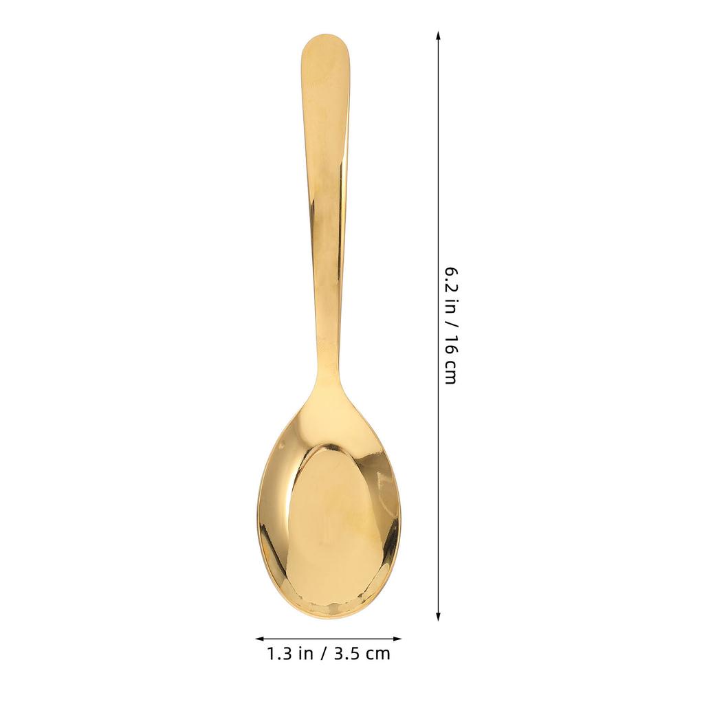 Stainless Steel Flat Spoon Soup Spoons Set Gold Kitchen Dessert Ramen Ladle Spoon Ergonomic Large Serving Spoons For Home