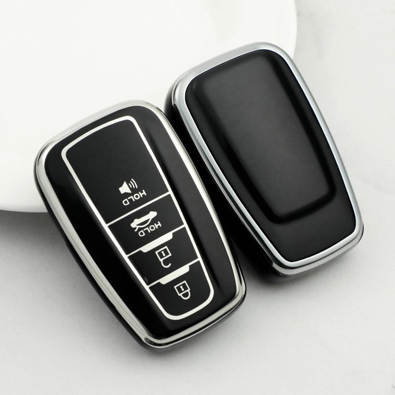 4 Buttons TPU Car Key Case Cover Fob for Toyota Camry CHR Corolla RAV4 Avalon Land Cruiser Prado Prius 2017 - 2022 Keychain