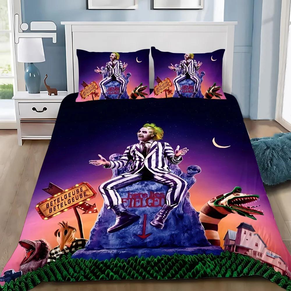 Duvet Cover Pillowcase Bedding Set Horror B-Beetlejuices Adult Boy Girl Bedroom Decoration Children Single Double Large Size