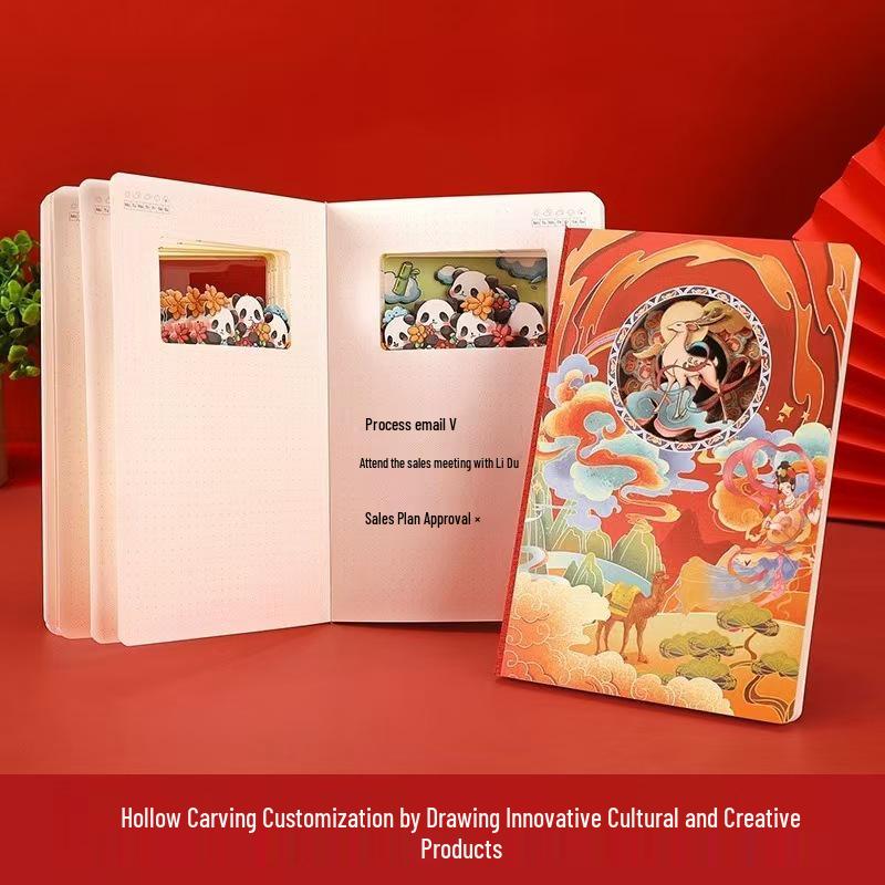3D Paper Sculpture Notebook: Customizable Hollowed-Out Souvenir with Tourist Attractions Stamp Collection and Check-In Diary.