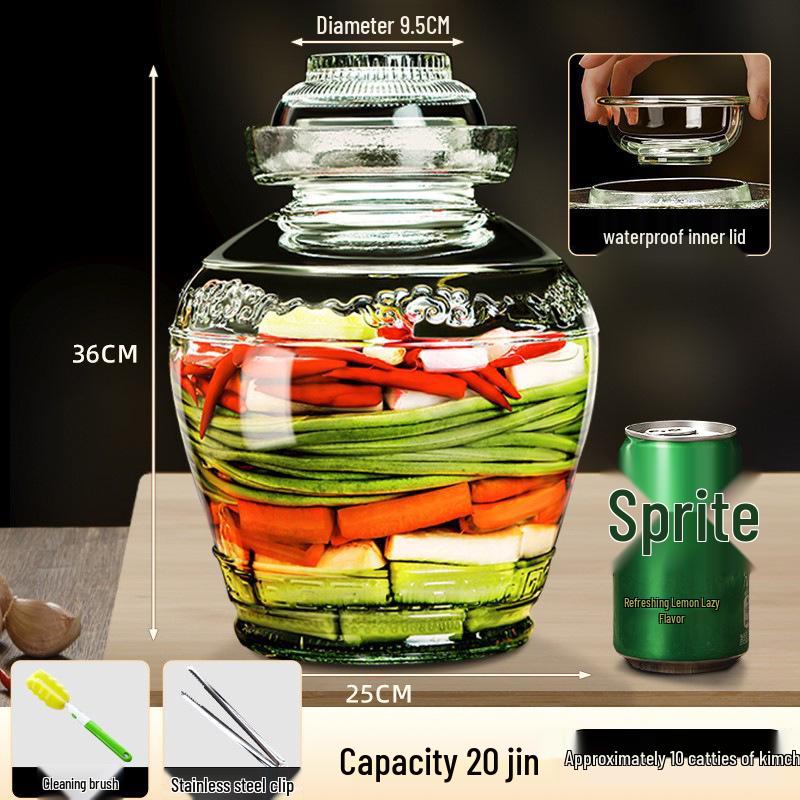Sichuan Style Thick Glass Pickle Jar for Sauerkraut and Vegetables - Large Mouth, Sealed Container for Home Pickling
