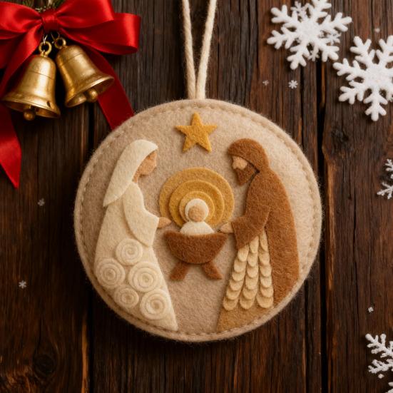 Handmade Nativity Christmas Tree Ornament Acrylic Religious Birth of Jesus Scene Christian Xmas Hanging Decor Unique Gift