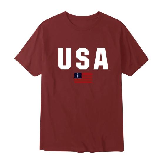 Herre T-skjorte Rund Hals Kort Erme Slim Fit T-skjorte USA Mønster Allsidig T-skjorte Topper Løping Fitness Topper Hverdagsbruk