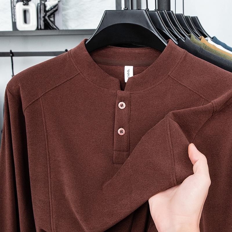 Men's Double-Sided German Fleece Stand Collar Pullover - Warm Long-Sleeve Casual Sweatshirt for Autumn and Winter