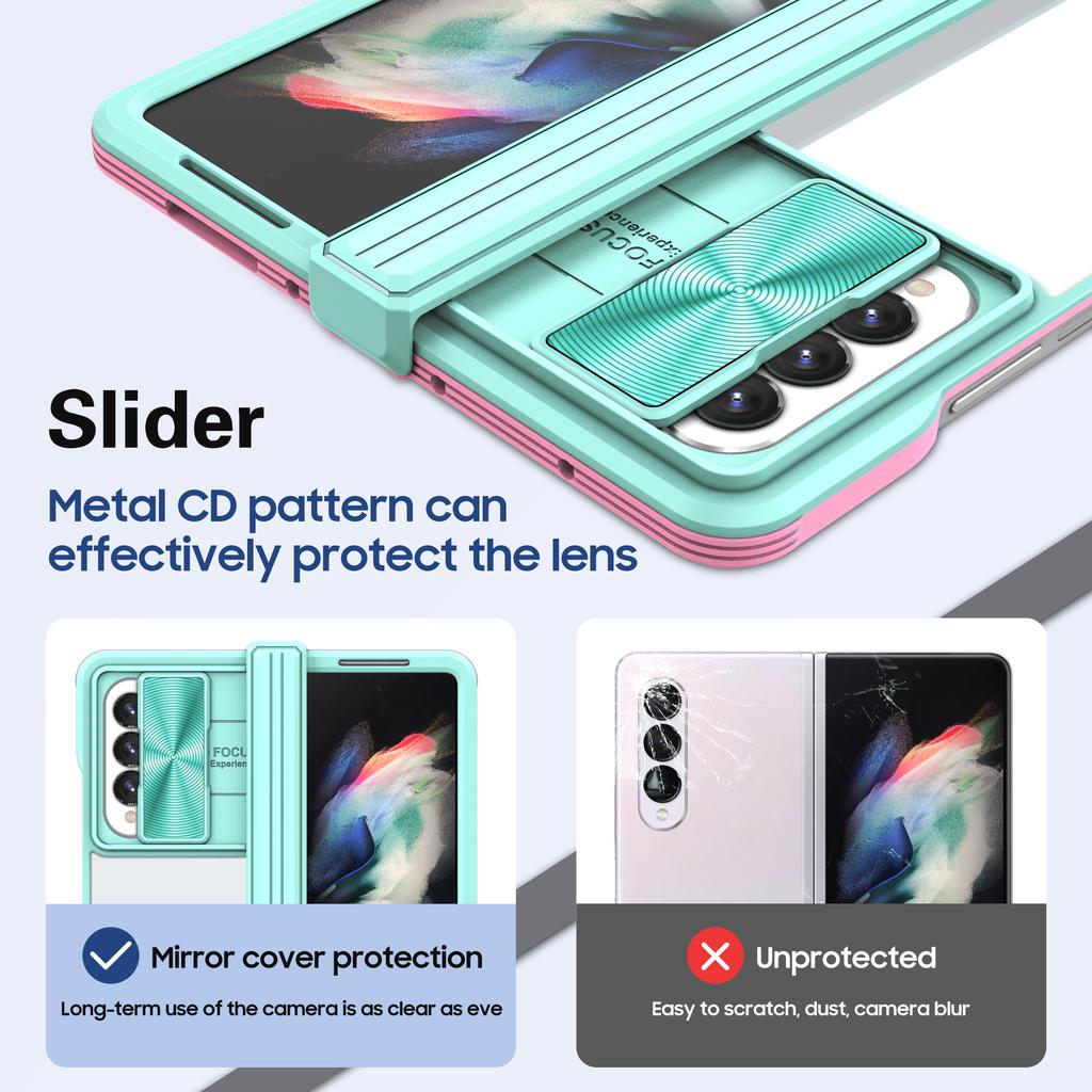 Anti -Drop Slide Camera Protection Case For Samsung Galaxy Z Fold 4 5g Fold4 Zfold4 Non -Slip Clear Acrylic Phone Bag Funda