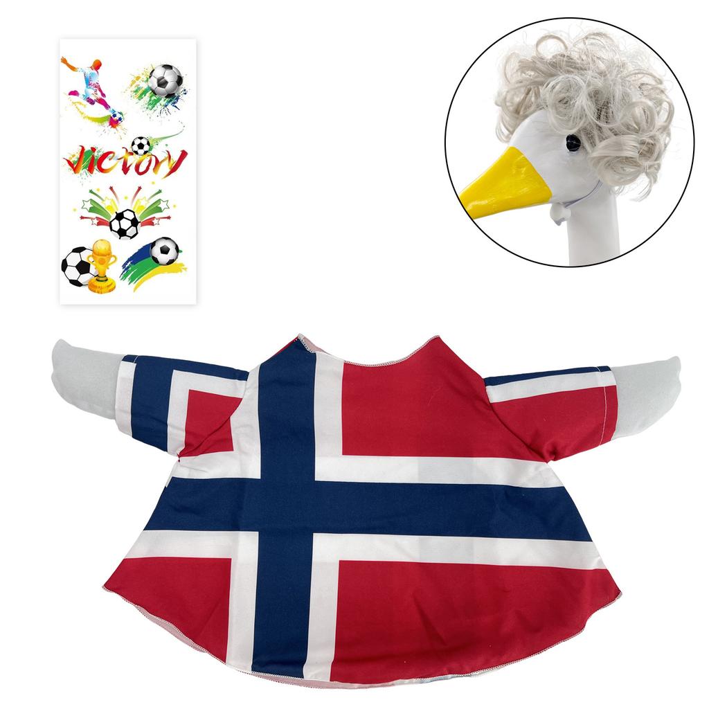 Patio Lawn Goose Costume Set with National Flag Design Includes Decorative Outfit and Accessories for Outdoor Yard Decoration