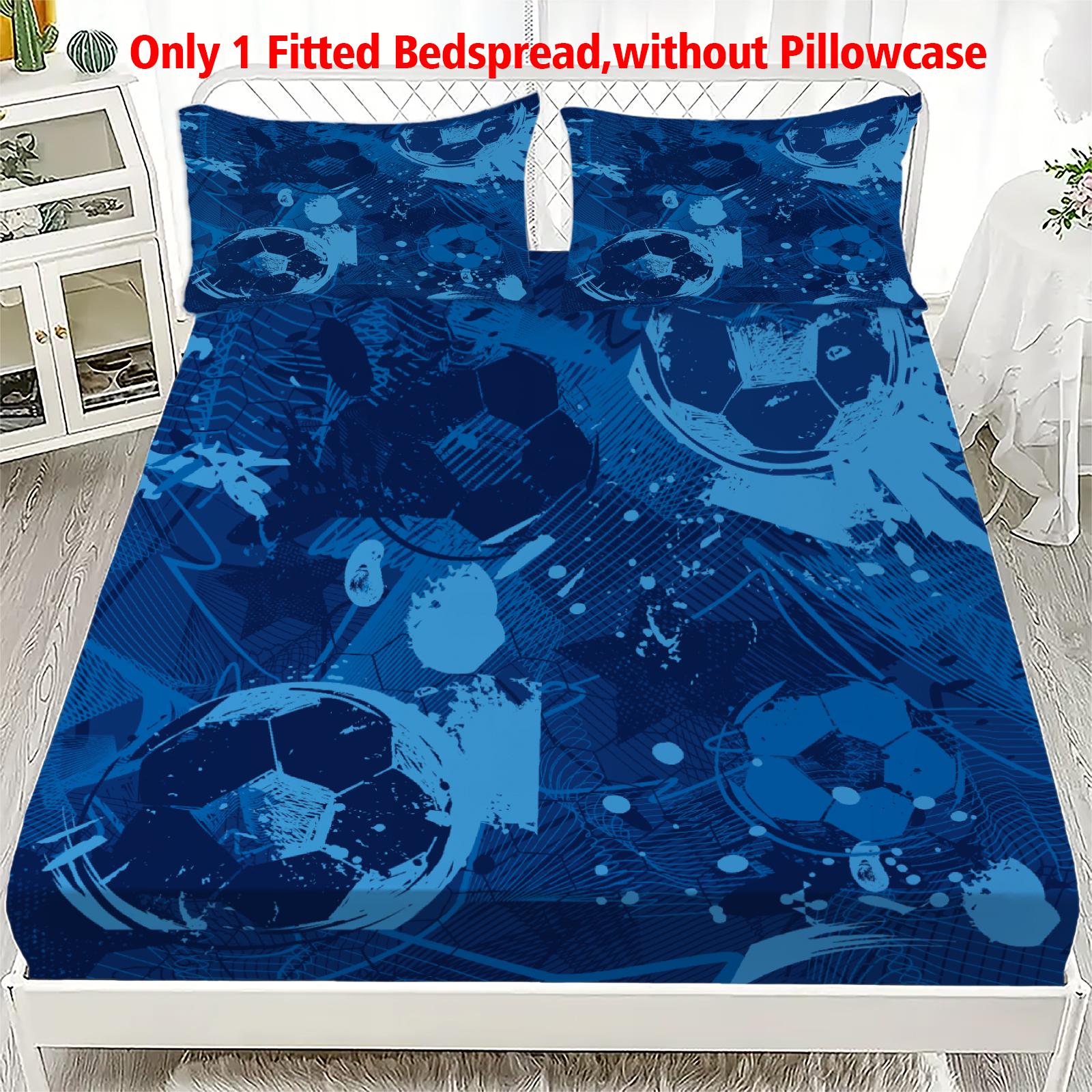 

1 Football Digital Printed Frosted Fitted Sheet,bedroom Printed Bed Cover,bedding(No Pillowcase) 99x190x25cm