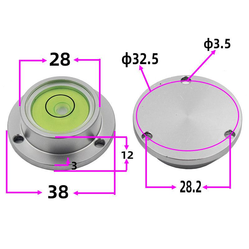 HACCURY Round Metal Spirit Level with Base Mounting Holes