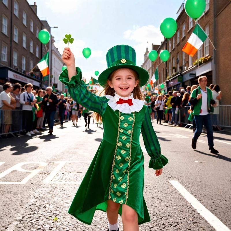 Mädchen Irisches Ethnisches Cosplay Kostüm St. Patrick's Day Rollenspiel Outfit Bühnenperformance