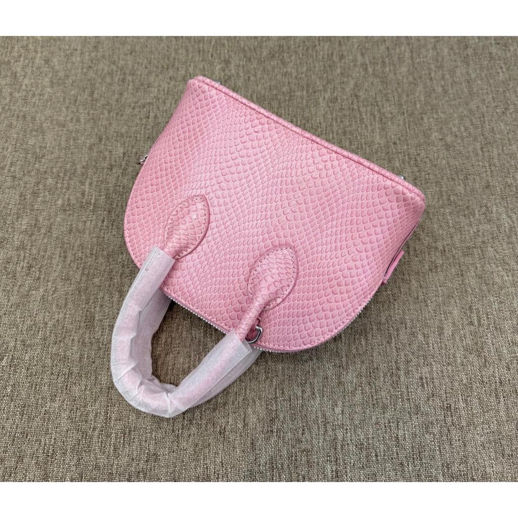 Hand Carry Mini Shell Bag 2026 New Versatile Snake Pattern Cowhide Bowling Bag Genuine Leather Shoulder Messenger Bag Small Bag