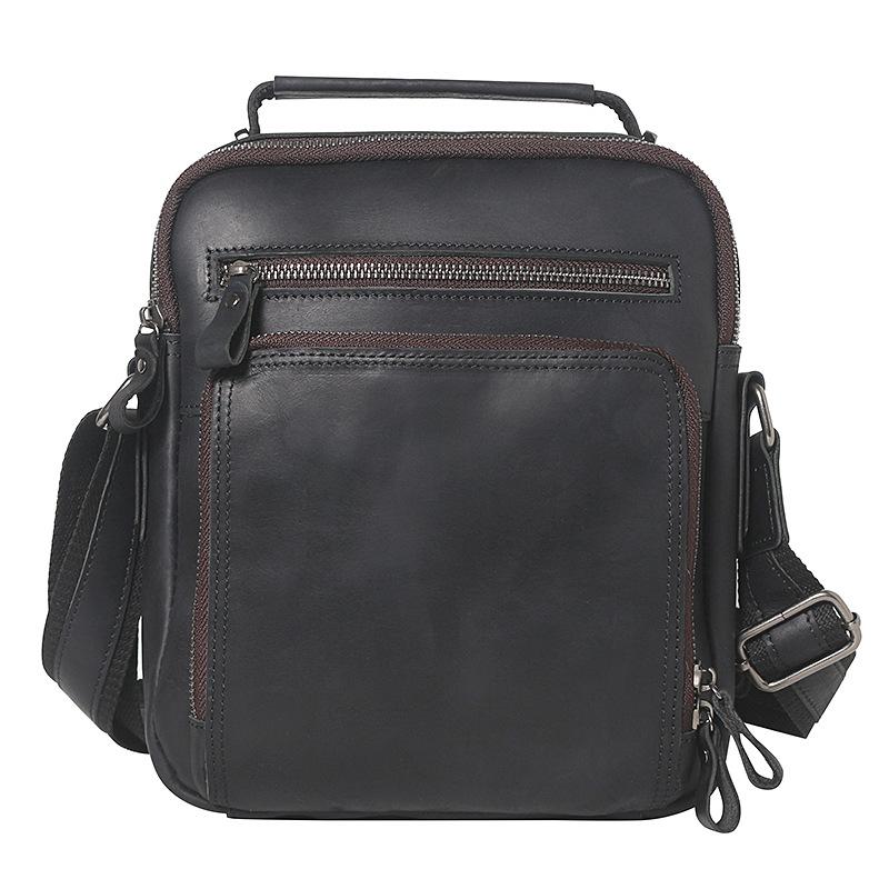 Men's Genuine Leather Crossbody Bag - High-End, Multi-Functional, Single Shoulder, Casual Crazy Horse Cowhide for Commuting