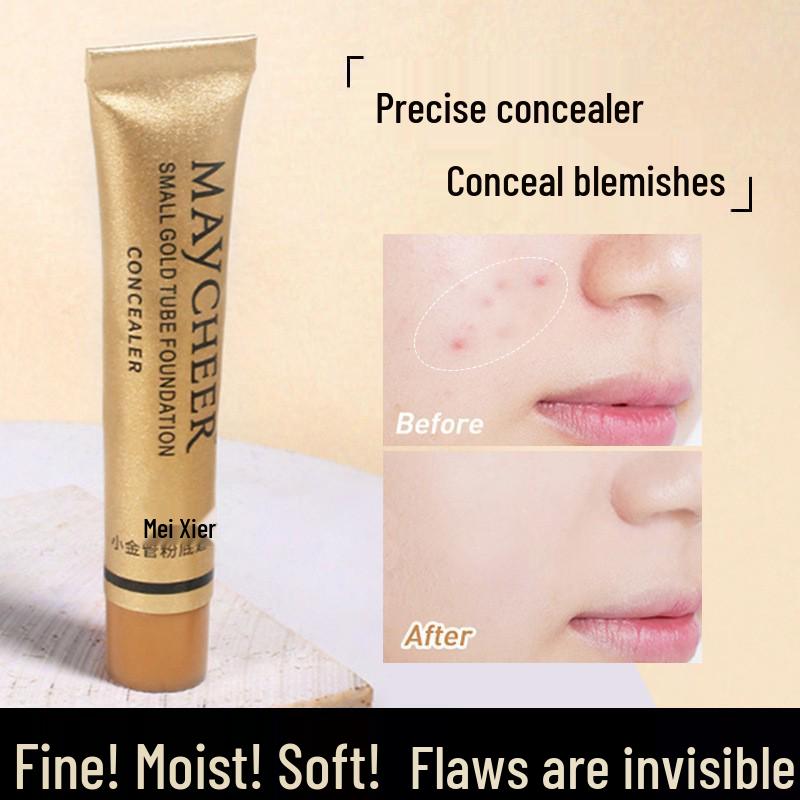 Meixi'er Small Gold Tube Waterproof Concealer for Acne, Scars, Spots, and Birthmarks