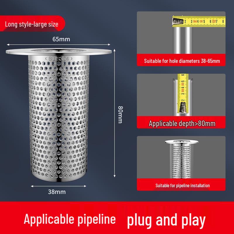 Stainless Steel Anti-Clogging Insect-Proof Hair Drain Filter Mesh for Bathroom Basin