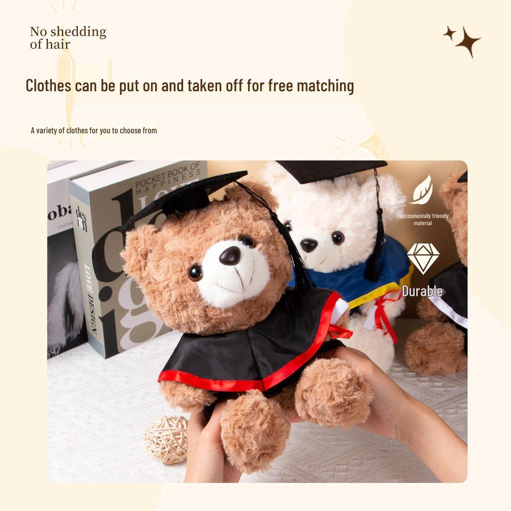 Graduation Teddy Bear In Doctor's Gown with School Emblem - Perfect for Graduation Gifts