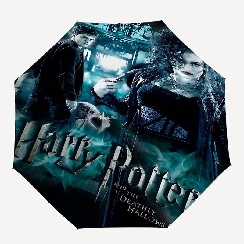 

1pc Harry Potter AND DEATHLY HALLOWS I Automatic Folding Umbrella - Compact 8-Rib Design, Durable Plastic & Iron1145L
