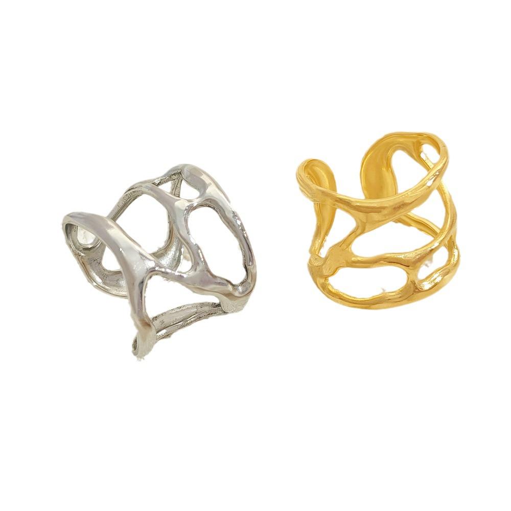 18K Gold-Plated Titanium Stainless Steel Open Ring for Women