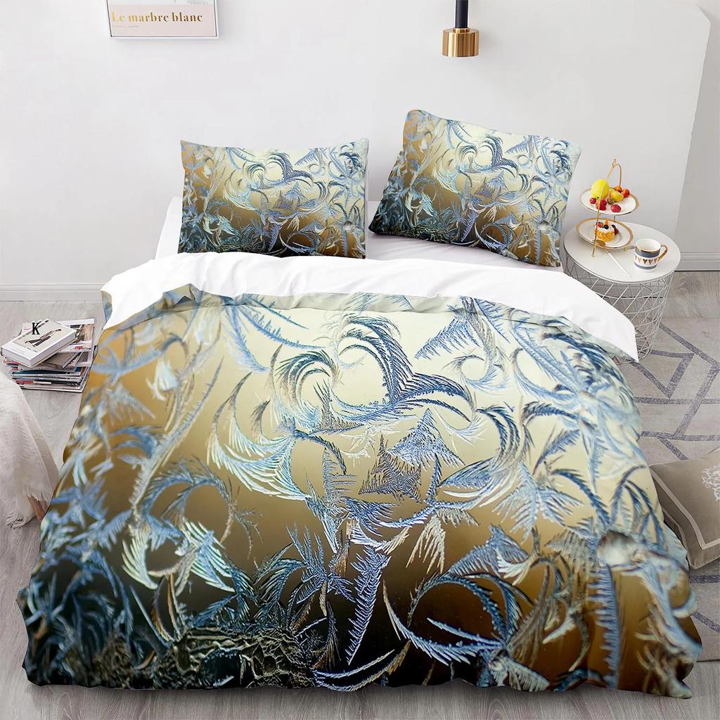 Comforter 3D Snowflake King Queen Romantic Purple Snow Landscape Bedding Set For Kids Teens Adults Christmas Soft