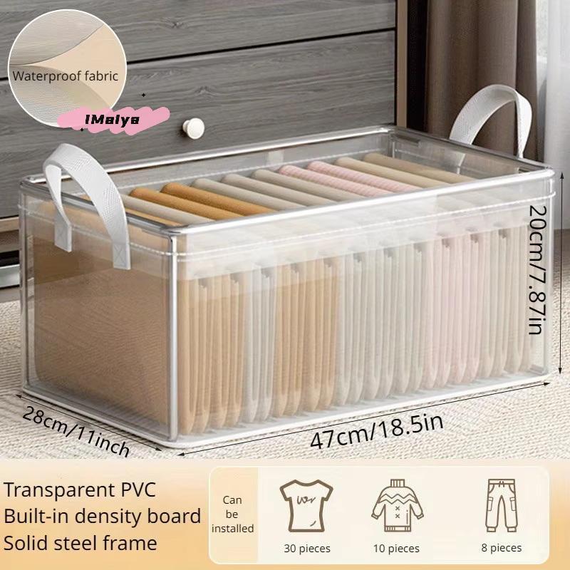 M-1 Pc Transparent PVC Solid Steel Frame Storage Box,waterproof,underwear Storage Basket,suitable for Home and Dormitory Use