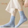1 pár dámských ponožek střední trubice bez zápachu retro jednobarevné vysoká elasticita protiskluzová prodyšná měkká absorbce potu sportovní bavlněné ponožky proti smršťování