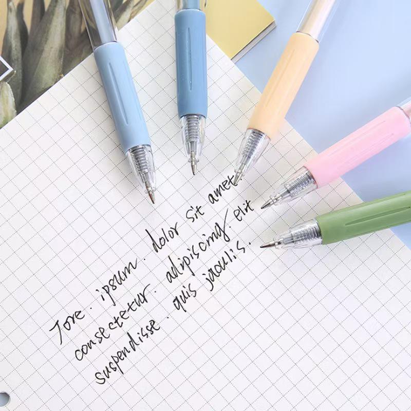Morandi Color Push-Type Gel Pen - Simple Student Style, Black Sign Pen