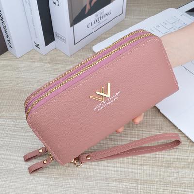 Women Fashion Double Zipper Handbags Classic Phone Bags for Ladies Card Holder Purse Long Wallets