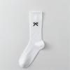 Cute Bowknot Pattern Long Calf Length Socks for Women and Girls Breathable Mesh Ribbed Student Cotton Stockings Hosiery