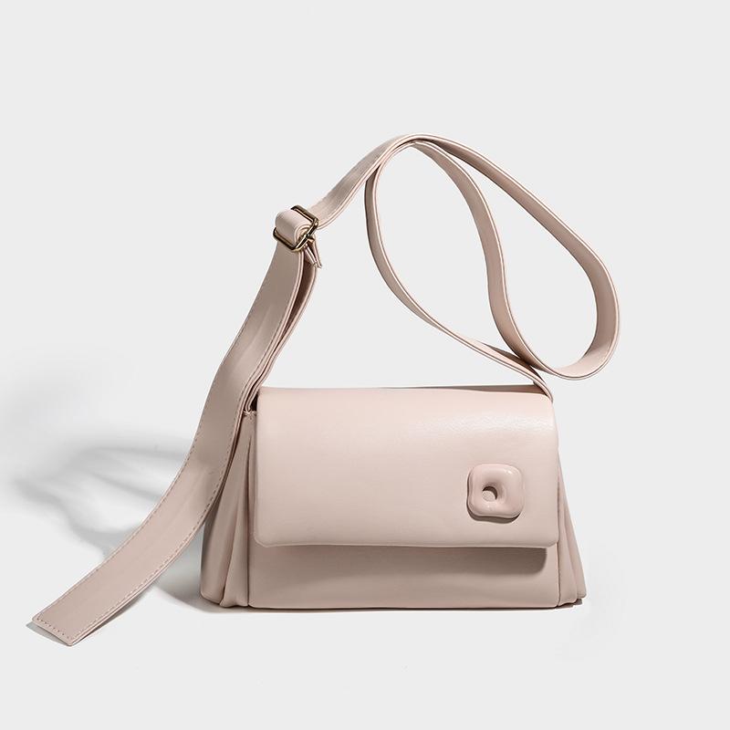 

2025 Trendy Textured Small Square Crossbody Bag: Versatile, Popular Niche Design in Solid Colors рожевий