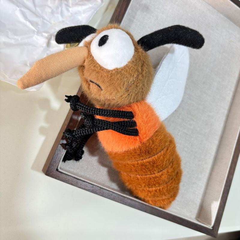 Cute Cartoon Creative Insect Mosquitoes Caterpillars Cockroaches Plush Keychain Doll Pendant Kawaii Backpack Ornament Decoration
