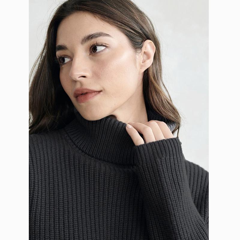 Hirsionsan Turtleneck Thick Sweater Women 2023 New Winter Warm Elegant Ladies Pullovers Warm Soft Cusual Jumper Soft Tops Oversized Solid Sweaters