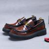 Brown Loafers Mens Party and Business Loafers Thick Soled Men Dress Platform Shoes Comfortable Slip-On Fashion New Casual Shoes