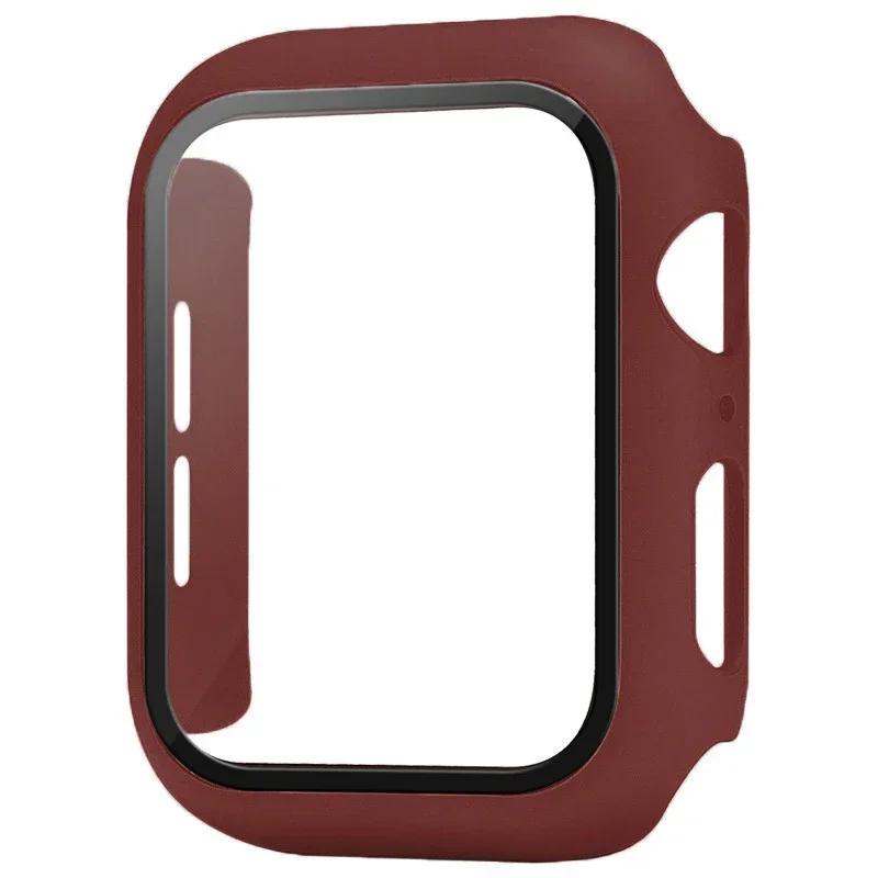 Tempered Glass+Cover For Apple Watch Case Series 9 8 7 6 5 se Screen Protector Film For IWatch 45mm 44mm 40mm 41mm Accessories
