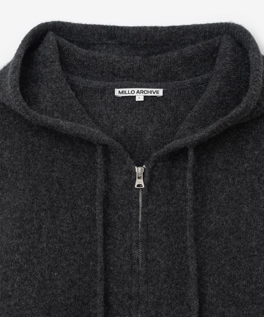 MILLO ARCHIVE Roang Knit Zip-Up Hoodie [Melange Black]