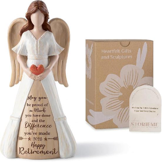 Retirement Gift for Woman 2025: Handcrafted Angel Figurine for Retiring Coworker Teacher Nurse - Meaningful Thank You Farewell Keepsake for New
