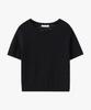 SUARE WOMEN Cotton Slub Crop Half Knit Black