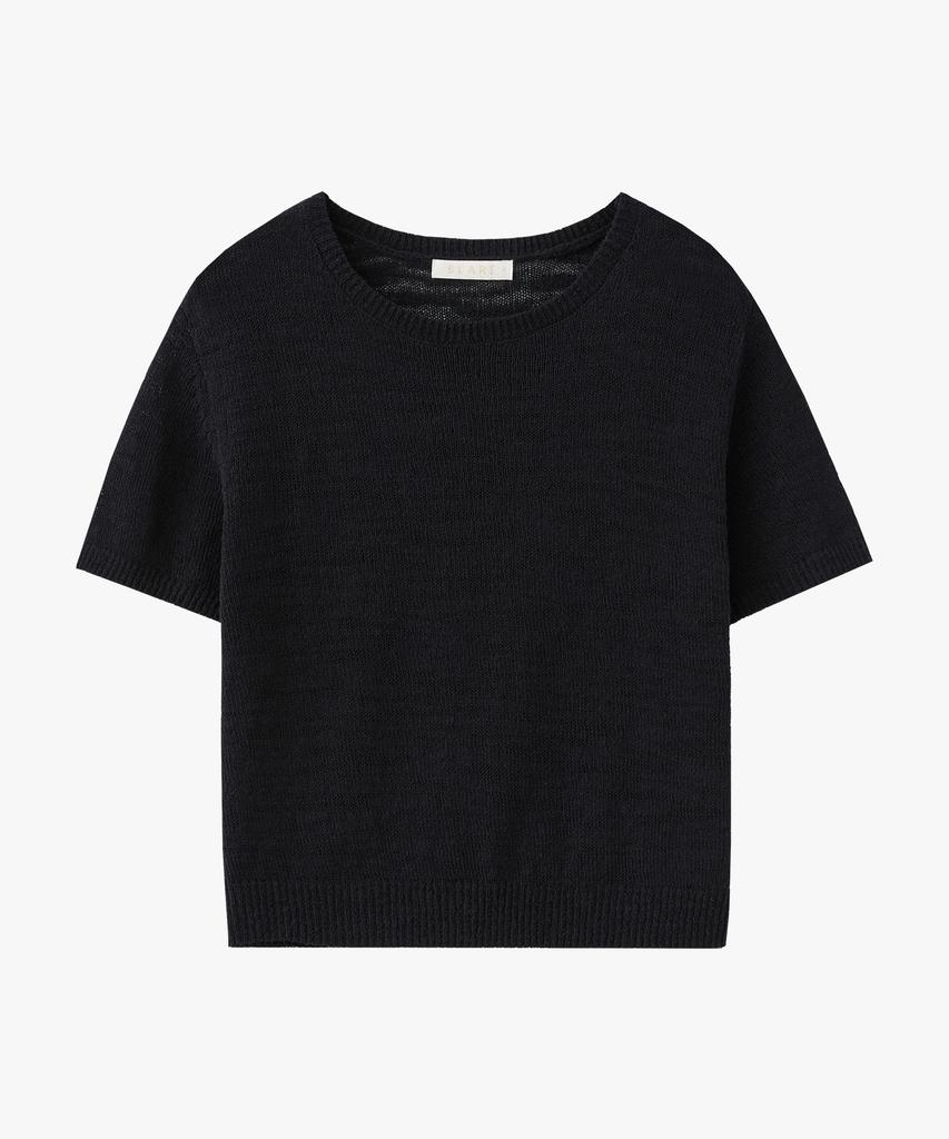 SUARE WOMEN Cotton Slub Crop Half Knit Black
