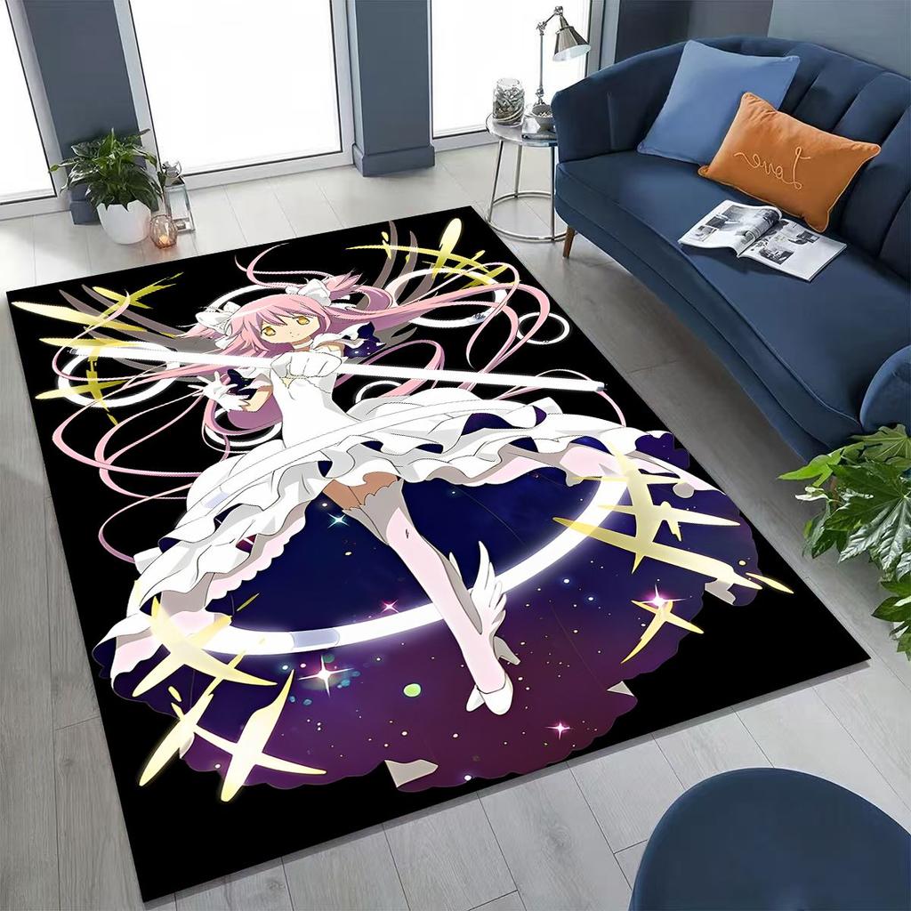 Cartoon Puella Magi Madoka Magica Girl Anime Rug for Bedroom Living Room Sofa Home Doormat Decor,Large Kids Non-slip Floor Mat