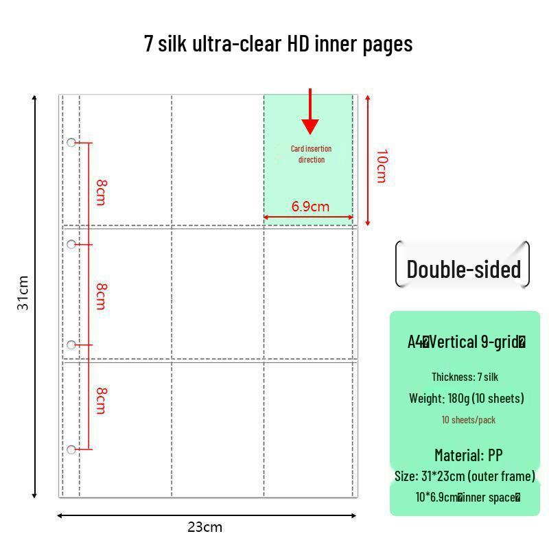 A4 Hvězdičkové Kreslené Album na Ukládání Karet: Průhledné album s volnými listy se čtyřmi a šesti kapsami na vnitřních stranách