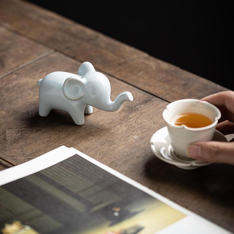 Elephant Ceramics Crafts Figurines, Modern Art Ornaments, Animal Feng Shui, Home Interior, Office Decor Accessories
