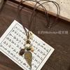 Bohemian wood beads beaded hollow round pendant necklace light luxury high-end sweater chain niche necklace accessories