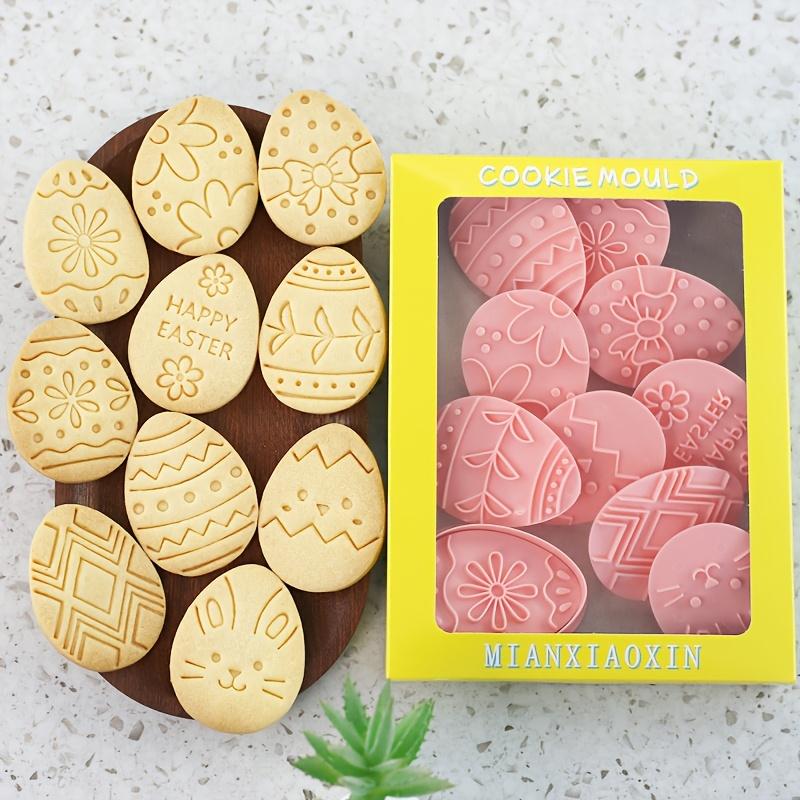 10pcs Easter Eggs Designs Cookie Cutter 3D Pressed DIY Festive Biscuits Molds for Party Decorations 10PCS-Easter G