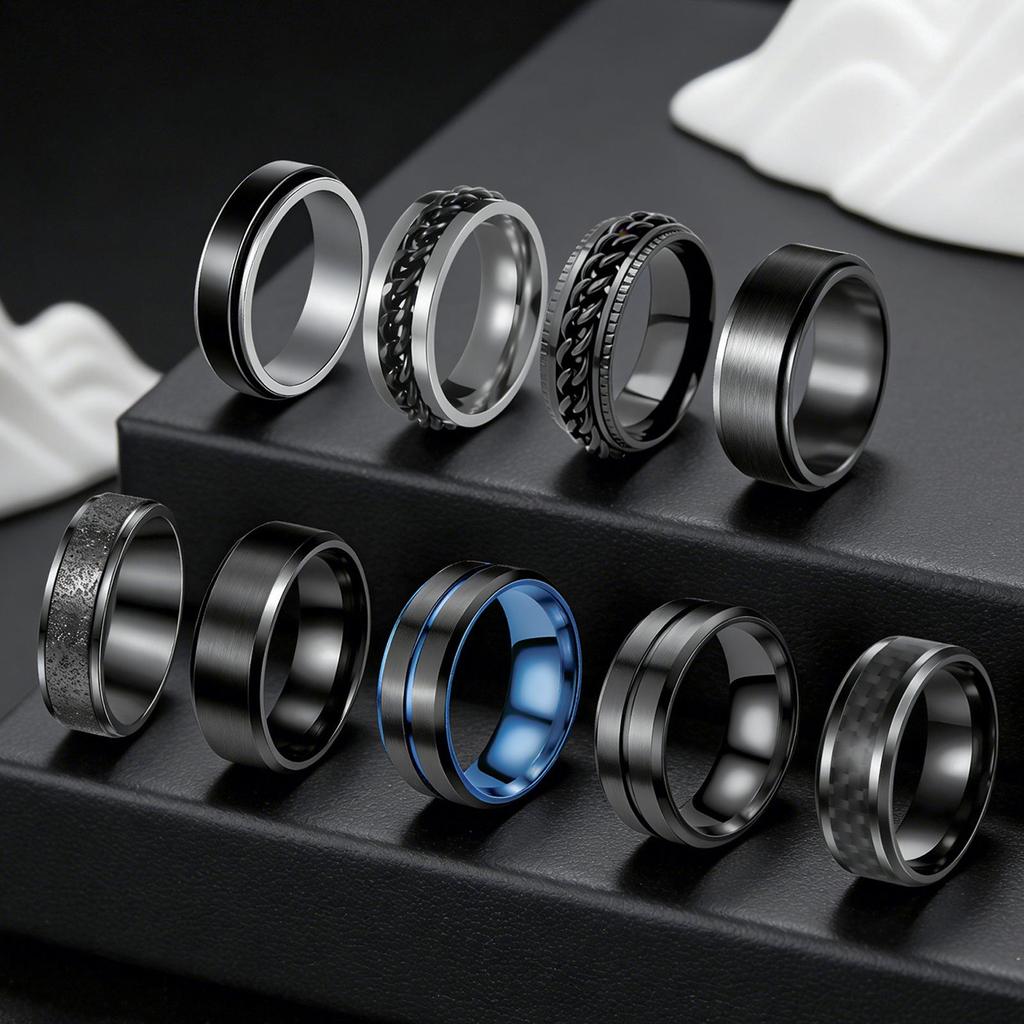 Anello da Uomo alla Moda in Acciaio di Titanio Rotante: Coppia Europea e Americana & Stile Matrimoniale