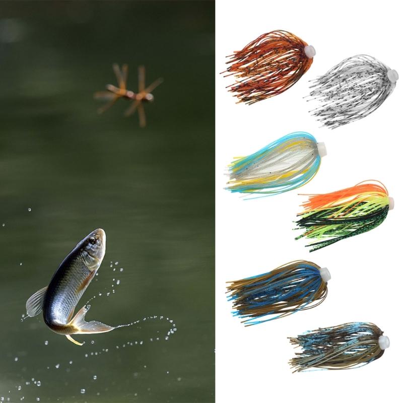5Pcs Silicone Spinnerbait Skirts DIY Fishing Jig Lures 88 Strands Rubber Skirts
