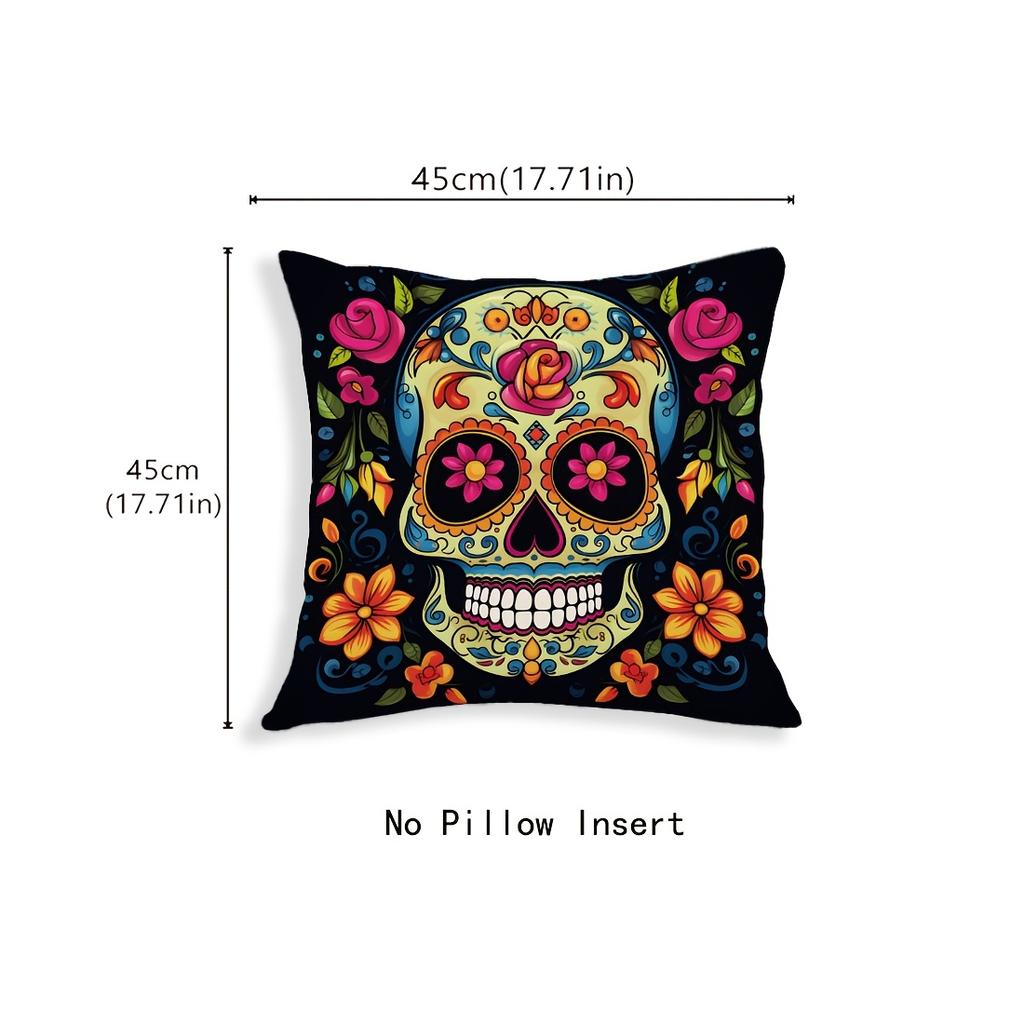 4Pcs Halloween Linen Cushion Cover Trick or Treat Theme Pillowcase Floral Skull Pillow Cover Halloween Party Decoration 2025