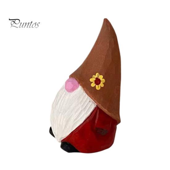 Wood Gnome Sculpture Carved Figurine, Farmhouse Rustic Faceless Dwarf Statue, Handmade Ornament Mini for Christmas Party Decoration Shelf Decor