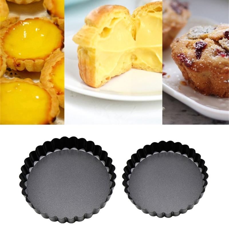 6 Pieces Mini Baking Pans Fluted Molds with Removeable Bottoms Small Baking Molds Carbon Steel Material for Kitchen Use