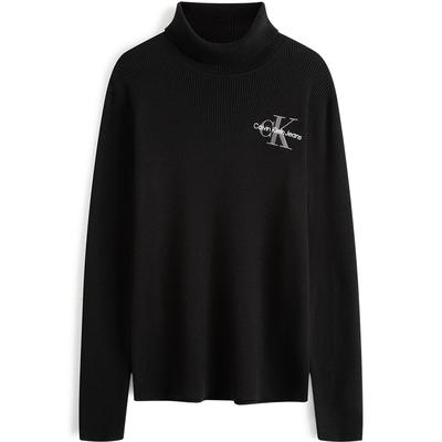 Herbst Winter Lässig Minimalistisch Bestickt Bequemer Baumwollstrickpullover Herrenpullover Space-Black ZM02513-BEH